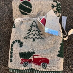 Festive Holiday Towel Set with Green and Red Accents